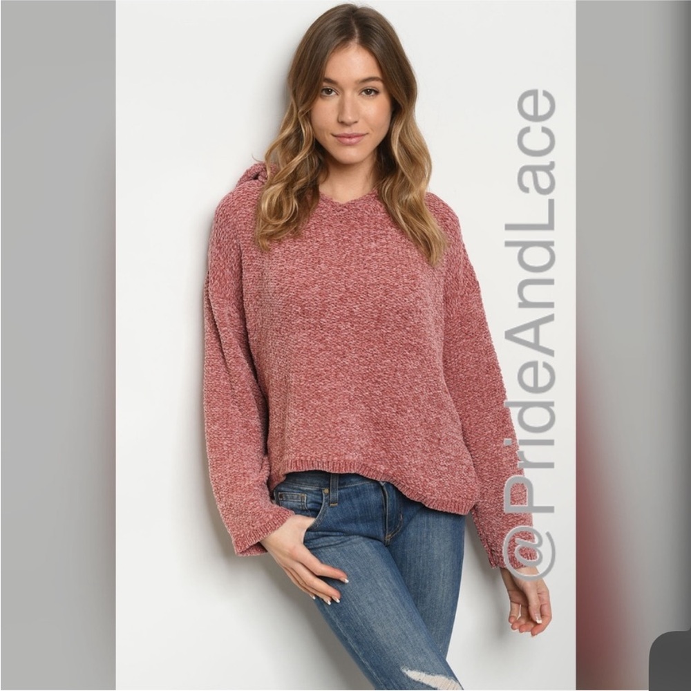 🌺Mauve Chenille Hoodie Sweater🌺